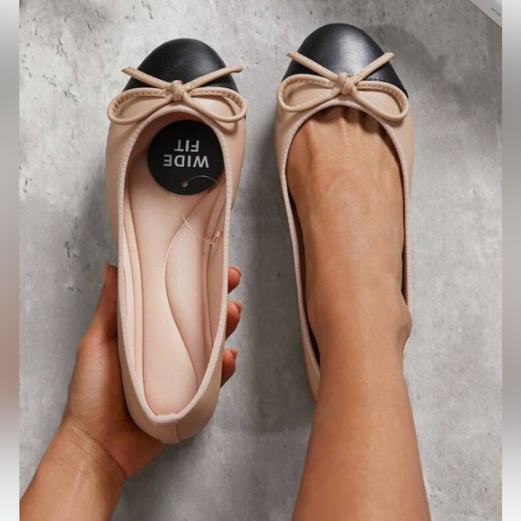 SHUZIA Beige and Black Women's Ballet Wide Fit - Picture 4 of 4